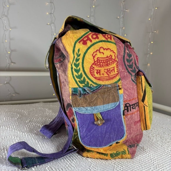 Flying High Backpack Patchwork Reversible Cotton Rice Pack Festival Travel Gift main image 13